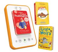 voxblock Wifi & Screen-Free, Portable Kids Audio Book Player | Younger Listeners Starter Pack - Paddington Book, Pippi Longstocking Kids Audio Books