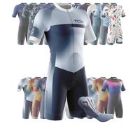 VOXCAUTQ Men’s Cycling Skinsuit - Breathable, Quick Dry Triathlon Suit - Short Sleeve One Piece Bodysuit for Bicycle Training, Racing Bike Top, Cyclist Clothing (12,2XL)