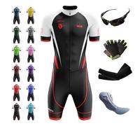 VOXCAUTQ Men's Cycling Skinsuit Gel Padded,Men's MTB Triathlon Tri Suit Suit Quick Drying Cycling Skinsuit for Cycling Training Road Bike Top Cycling Clothing (12,L)