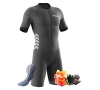 VOXCAUTQ Men's MTB Triathlon Tri Suit Padded Sleeveless Suit Great fit Cycling Skinsuit,Cycling Training Road Bike+Cycling Gloves (Typ-12,M)