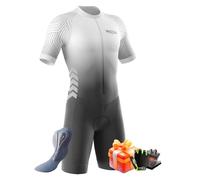 VOXCAUTQ Men's MTB Triathlon Tri Suit Padded Sleeveless Suit Great fit Cycling Skinsuit,Cycling Training Road Bike+Cycling Gloves (Typ-10,XL)