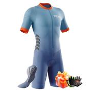 VOXCAUTQ Men's MTB Triathlon Tri Suit Padded Sleeveless Suit Great fit Cycling Skinsuit,Cycling Training Road Bike+Cycling Gloves (Typ-6,XXL)