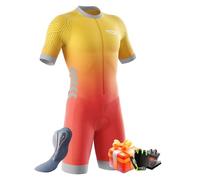 VOXCAUTQ Men's MTB Triathlon Tri Suit Padded Sleeveless Suit Great fit Cycling Skinsuit,Cycling Training Road Bike+Cycling Gloves (Typ-8,XL)