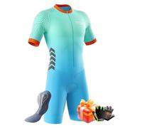 VOXCAUTQ Men's MTB Triathlon Tri Suit Padded Sleeveless Suit Great fit Cycling Skinsuit,Cycling Training Road Bike+Cycling Gloves (Typ-4,XL)
