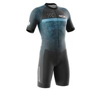 VOXCAUTQ Men's Triathlon Tri Suit Short Sleeve Quick-Drying Cycling Skinsuit,TriSuit for Swimming, for Cycling Training,Pro Trisuit und Triathlon with 3 Rear Pockets (Typ-15,S)