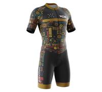 VOXCAUTQ Men's Triathlon Tri Suit Short Sleeve Quick-Drying Cycling Skinsuit,TriSuit for Swimming, for Cycling Training,Pro Trisuit und Triathlon with 3 Rear Pockets (Typ-12,5XL)