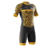 VOXCAUTQ Men's Triathlon Tri Suit Short Sleeve Quick-Drying Cycling Skinsuit,TriSuit for Swimming, for Cycling Training,Pro Trisuit und Triathlon with 3 Rear Pockets (Typ-5,S)
