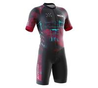 VOXCAUTQ Men's Triathlon Tri Suit Short Sleeve Quick-Drying Cycling Skinsuit,TriSuit for Swimming, for Cycling Training,Pro Trisuit und Triathlon with 3 Rear Pockets (Typ-7,3XL)