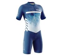 VOXCAUTQ Men's Triathlon Tri Suit Short Sleeve Quick-Drying Cycling Skinsuit,TriSuit for Swimming, for Cycling Training,Pro Trisuit und Triathlon with 3 Rear Pockets (Typ-8,3XL)