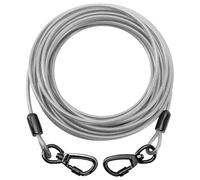VOXGET 50FT Dog Tie Out Cable, Heavy Duty Dog Runner Lead with 360° Swivel Clips for Large Pets up to 500 lbs, Chew Proof Lockable Leash for Yard Camping Outdoor -Sliver,50FT