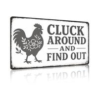 VOXGET Chicken Coop Tin Sign Farmhouse Wall Decor, Funny Rustic Chicken Decor for Kitchen Home Garden Poultry Habitat, Vintage Metal Sign Wall Art for Farmers, 12 x 8 Inch (Gray)