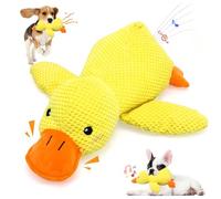 VOXGET Dog Calming Duck Toy, 2025 New Interactive Plush Duck Toy with Quack Sound and Crazy Crinkle for Chewers, Soft Stuffed Calming Pillow for Indoor Dogs Puppy -Yellow, 17.7"x14.9"(L)