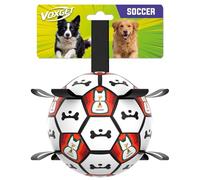 VOXGET Interactive Dog Ball Toys, 2026 Dog Soccer Ball with Thicken Straps for Small Medium Breeds Tug of War, Small Herding Balls with Pump for Puppy Dogs Outdoor Play Training (Black, 6 Inch)