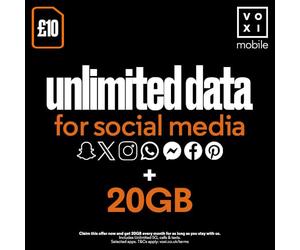 VOXI 30 Day Pay As You Go SIM, First Month Included (£10)