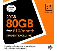 VOXI Student 80GB 30 Day Pay As You Go SIM Card