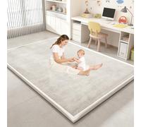 Voxirum 2.5 CM Thick Premium Large Coral Velvet Baby Play Mat, Mellow Mat, High-Density Memory Foam Rug, Stylish Playmat for Floor with Non-Slip Backing for kids Playroom Bedroom Grey 200 x 220 cm