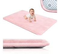 Voxirum Baby Foam Play Mat, 1.18" Thick Memory Foam Crawling Mat, Coral Velvet Activity Rug, Extra Thick Baby Play Mat, Perfect Carpets for Kids Gift, Exercise and Crawling Rose, 160 x 160 cm