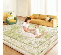 Voxirum Baby Play Mat for Floor, 2.5 CM Thick Memory Foam Tummy Time Mat, Soft Coral Velvet Nursery Rug, Non Slip Mellow Mat for Children's Room and Living Room, Custom Size 150 x 150 cm