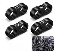 Voxnopy 4 PCS AN6 Fuel Line Clamps, Aluminum Alloy Hose Separator Mounting Bracket, Black Anodized Secure Line Holder for Automotive Brake Fuel Oil Hydraulic Transmission Lines (Black)