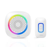VOXON Wireless Doorbell,Battery Powered Doorbell with RGB Light,IP66 Waterproof Door Bells Wireless Cordless,400M/1300ft Long Range, 60 Chimes & 5 Levels Volume with 4.5 Years Battery Life (White)