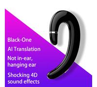 VoxorAI C6 Black Single-Ear AI Translation Headset, Real-Time Translation Supporting 130 Languages, Cool Bluetooth Gaming Headset for Learning, Travel, and Business