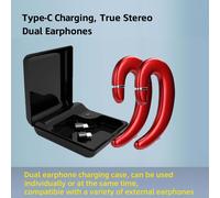 VoxorAI C6 Red Dual-Ear Hook Bone Conduction Bluetooth Headset, New Popular Model