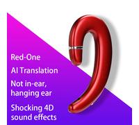 VoxorAI C6 Red Single-Ear AI Translation Headset, Real-Time Translation Supporting 130 Languages, Cool Bluetooth Gaming Headset for Learning, Travel, and Business