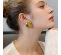 VoxorAI European and American style brown geometric cat's eye stone earrings, stud earrings, ear studs, ear accessories, all seasons