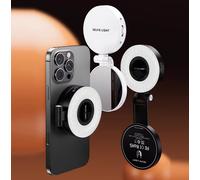 VoxorAI M28 White Fill Light, Selfie Fill Light, Magnetic Selfie Light, Magnetic Beauty Selfie Light, CRI95+ 360° LED Portable Lamp with Mirror, Compatible with iPhone/Android (Selfies, Photography, T