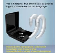 VoxorAIC6 Silver Dual-Ear AI Translation Headset, Real-Time Translation Supporting 130 Languages, Cool Bluetooth Gaming Headset for Learning, Travel, and Business