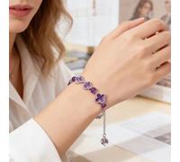 VoxorAIL8 [Amethyst Silver Language] Natural Amethyst Bracelet DIY Original Handmade Fashionable and High-End Crystal Bracelet