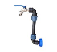 VOXTRADE IBC Adaptor with Gooseneck Tap for Rain Barrel or 1000 L Tank, Various Designs, Plastic / Brass, 3/4 Inch