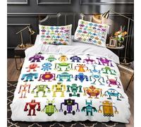 VOXYTMLWG 3D Design Printed 3 Pcs Bedding Set Bedroom Decor Super Robot Characters Duvet Cover Durable Hotel Quality for Girls,Teenagers,Adults Colorful Coon Comforter Cover Double（200x200cm）
