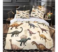 VOXYTMLWG 3D Design Printed 3 Pcs Bedding Set Home Decor Design Dinosaur Illustrations Duvet Cover Easy Care Hotel Quality for Teenagers,Boys,Women Vintage Paleo Comforter Cover Single（135x200cm）
