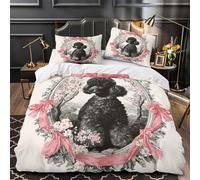 VOXYTMLWG 3D Design Printed 3 Pcs Bedding Set Home Decor Zipper Closure Design Poodle Portrait Duvet Cover Durable Anti-allergic for Teenagers,Teens,Girls Comforter Cover Super king（260x220cm）