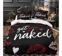 VOXYTMLWG 3D Design Printed 3-Piece Bedding Set Bedroom Decor Zipper Ultra Valentine Kisses Quilt Cover Breathable All Season for Boys,Teenagers,Kids romantic Doodle Duvet Cover Single（140x200cm）