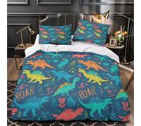 VOXYTMLWG 3D Design Printed 3-Piece Bedding Set Home Decor Hidden Zipper Design Dinosaurs Duvet Cover Durable Breathable for Kids,Women,Teenagers Colorful Coon Comforter Cover Single（140x200cm）