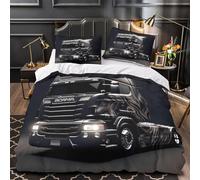 VOXYTMLWG 3D Design Printed 3-Piece Bedding Set Room Decor Ultra Scania Truck Comforter Cover Breathable Hotel Quality for Youth,Teens,Adults modern Heavy Vehicle Quilt Cover Single（135x200cm）