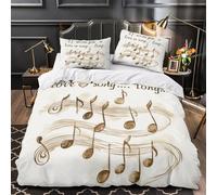 VOXYTMLWG 3D Design Printed 3-Piece Bedding Set Room Decor Zipper Extra Love Song Comforter Cover Hypoallergenic All Season for Adults,Kids,Teens Vintage Musical Notes Quilt Cover King（220x240cm）