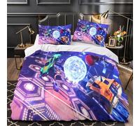 VOXYTMLWG 3D Design Printed 3-Piece Bedding Set Room Decor Zipper Ultra Soft Rocket League Quilt Cover Breathable Durable for Teens,Kids,Youth Actionpacked Game Duvet Cover Single（135x200cm）