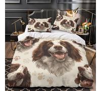 VOXYTMLWG 3D Design Printed 3-Piece Bedding Set Room Decor Zipper Ultra Soft Springer Spaniel Quilt Cover Breathable Durable for Teens,Kids,Youth Illustrated Pet Duvet Cover Double（200x200cm）