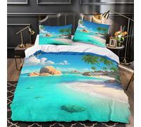 VOXYTMLWG 3D Design Printed 3 Pieces Bedding Set Home Decor Tropical Beach Duvet Cover Hypoallergenic Anti-allergic for Girls,Boys,Children Paradise Island Comforter Cover King（220x240cm）
