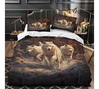VOXYTMLWG 3D Design Printed 3 Pieces Bedding Set Room Decor Zipper Super Soft Arctic Wolves Running Comforter Cover Durable Machine Washable for Kids,Teens,Women Quilt Cover Double（200x200cm）