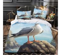 VOXYTMLWG 3D Design Printed 3PCs Bedding Set Bed Decor Design Ultra Seagull Standing Comforter Cover Washable All Season for Teens,Adults,Kids Coastal Wildlife Quilt Cover Super king（260x220cm）