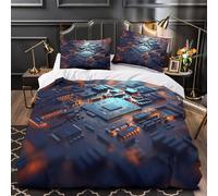 VOXYTMLWG 3D Design Printed 3PCs Bedding Set Bedroom Decor Design Electronic Circuit Duvet Cover Durable Easy Care for Teenagers,Women,Boys Tech Hardware Comforter Cover Super king（260x220cm）