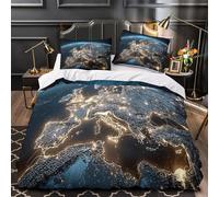 VOXYTMLWG 3D Design Printed 3PCs Bedding Set Home Decor Super Night Eh View Duvet Cover Breathable Anti-allergic for Adults,Boys,Teenagers Global City Lights Comforter Cover King（220x240cm）