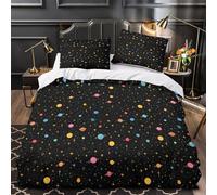 VOXYTMLWG 3D Design Printed 3PCs Bedding Set Home Decor Zipper Ultra Space Planets Duvet Cover Hypoallergenic Machine Washable for Children,Boys,Youth coon Cosmic Comforter Cover King（220x240cm）