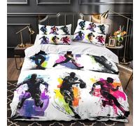VOXYTMLWG 3D Print 3 Pcs Bedding Set Bedroom Decor Design Rugby Player Action Comforter Cover Easy Care Machine Washable for Teens,Youth,Boys Dynamic Sports Quilt Cover Single（140x200cm）