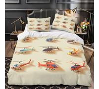 VOXYTMLWG 3D Print 3 Pcs Bedding Set Bedroom Decor Design Super Helicopter Icons Duvet Cover Durable Easy Care for Teenagers,Women,Boys vector Flat Comforter Cover Super king（260x220cm）