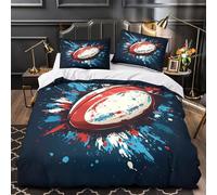 VOXYTMLWG 3D Print 3 Pcs Bedding Set Bedroom Decor Design Super RugbyBall Duvet Cover Durable Easy Care for Teenagers,Women,Boys DynamicSplat Comforter Cover Single（135x200cm）